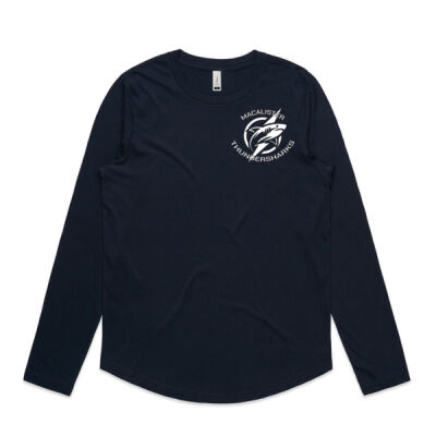 Women's long sleeve white logo Thumbnail